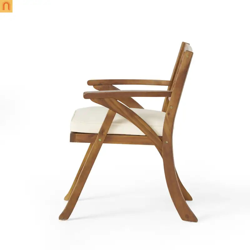 Outdoor Set Hermosa Teak Finish Acacia Wood Cream Cushions 7-piece
