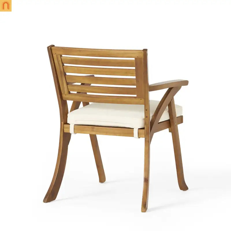 Outdoor Set Hermosa Teak Finish Acacia Wood Cream Cushions 7-piece