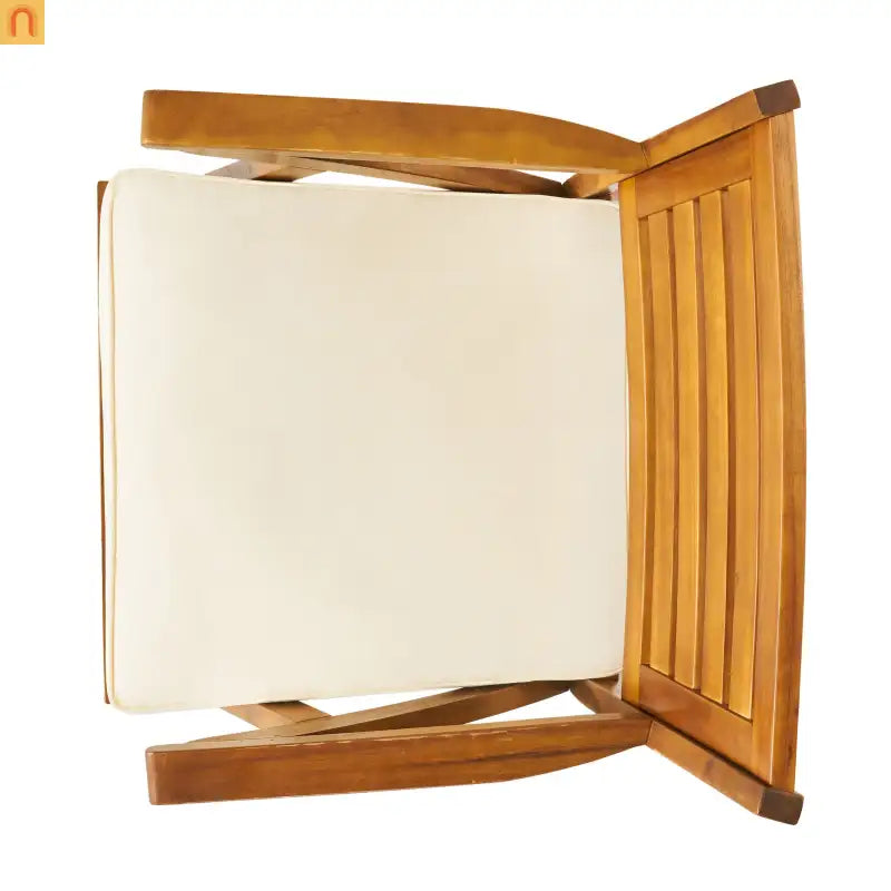Outdoor Set Hermosa Teak Finish Acacia Wood Cream Cushions 7-piece