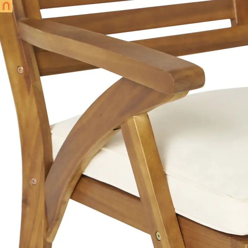 Outdoor Set Hermosa Teak Finish Acacia Wood Cream Cushions 7-piece