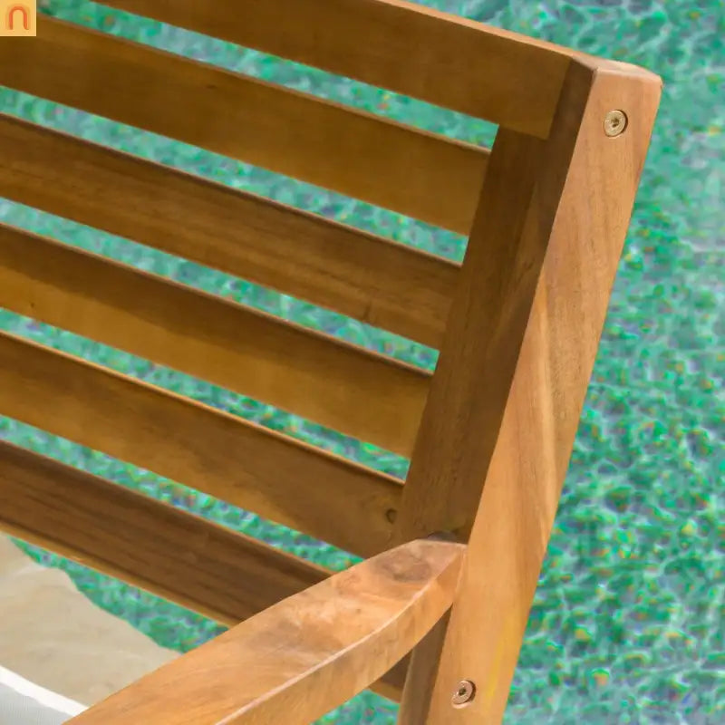 Outdoor Set Hermosa Teak Finish Acacia Wood Cream Cushions 7-piece