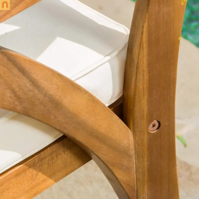 Outdoor Set Hermosa Teak Finish Acacia Wood Cream Cushions 7-piece
