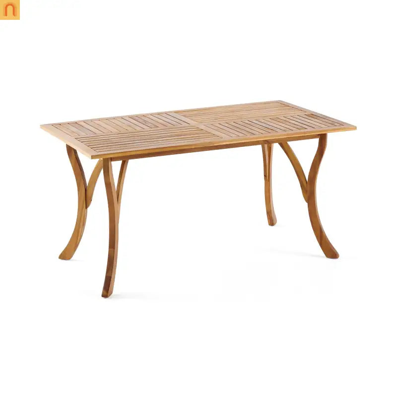 Outdoor Set Hermosa Teak Finish Acacia Wood Cream Cushions 7-piece