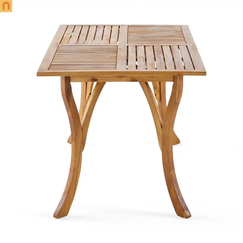 Outdoor Set Hermosa Teak Finish Acacia Wood Cream Cushions 7-piece