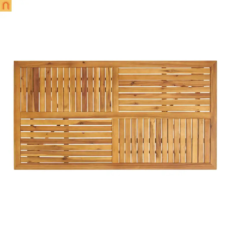 Outdoor Set Hermosa Teak Finish Acacia Wood Cream Cushions 7-piece