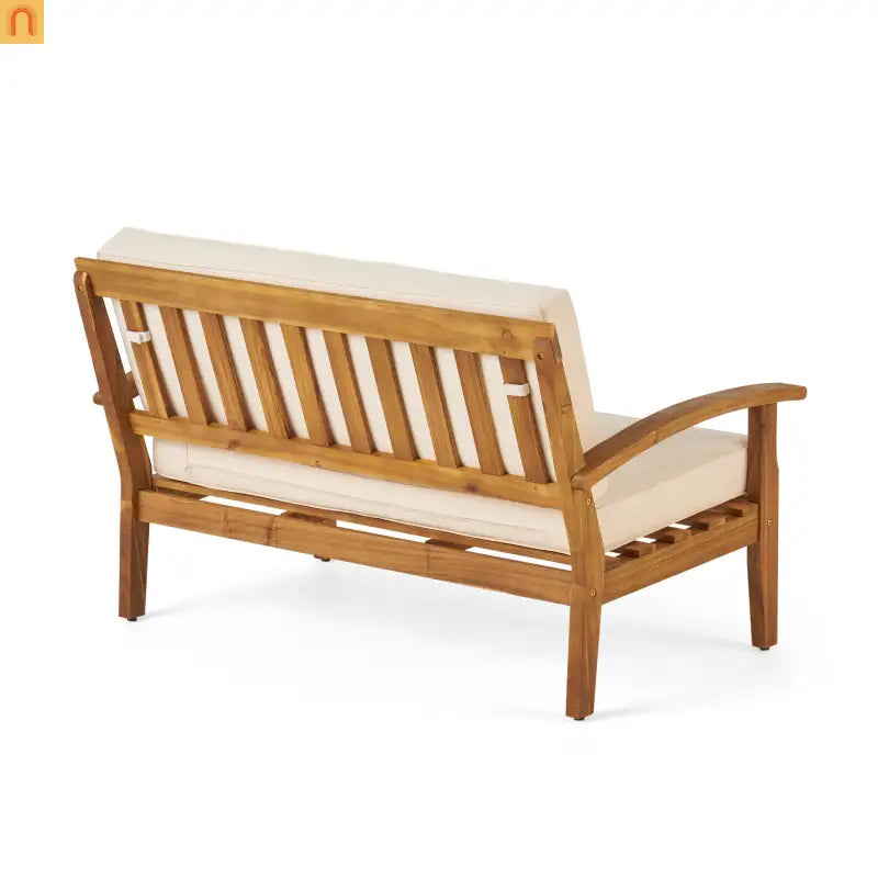 Outdoor Set Modern Teak Acacia Wood Cushions Water Resistant 51in Long