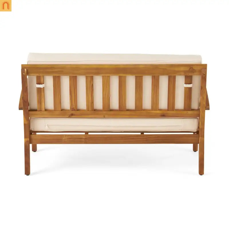 Outdoor Set Modern Teak Acacia Wood Cushions Water Resistant 51in Long