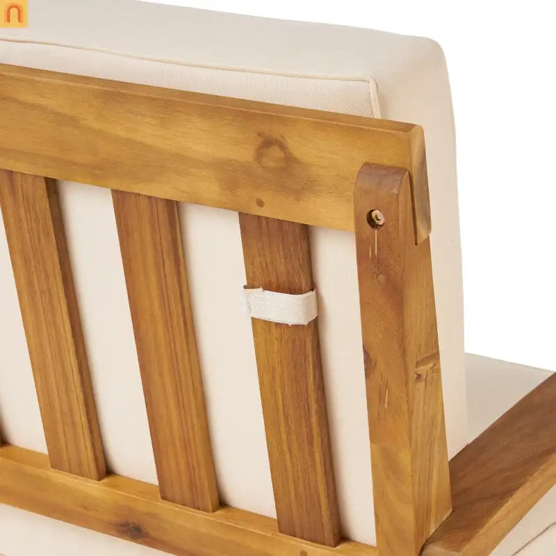 Outdoor Set Modern Teak Acacia Wood Cushions Water Resistant 51in Long