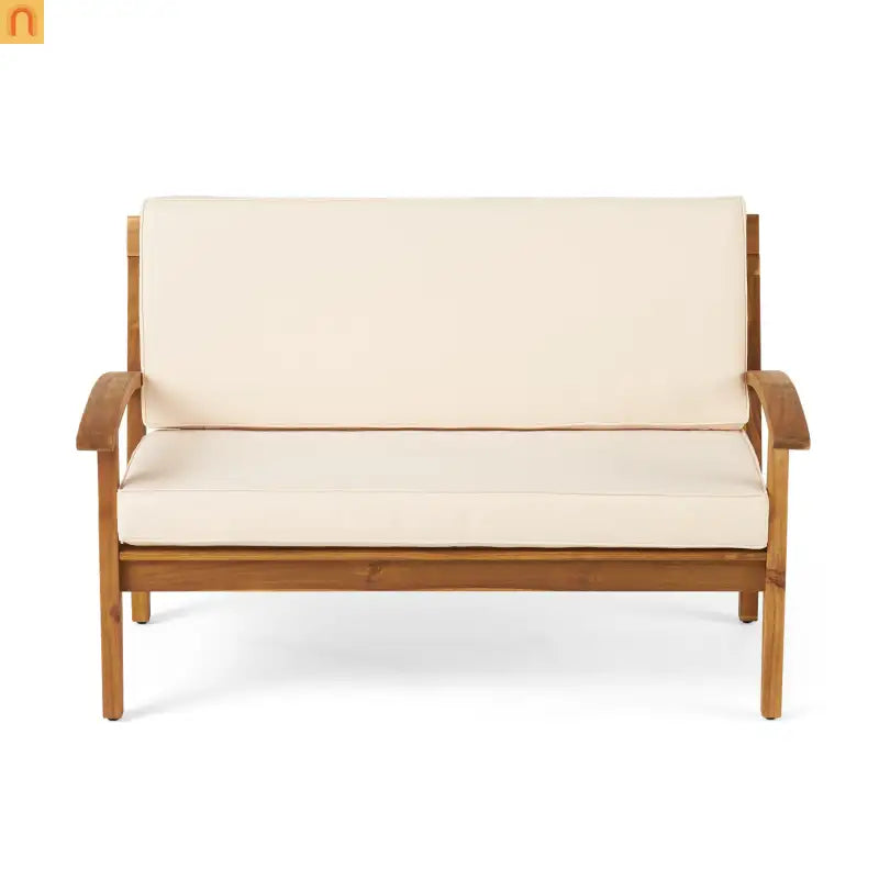 Outdoor Set Modern Teak Acacia Wood Cushions Water Resistant 51in Long