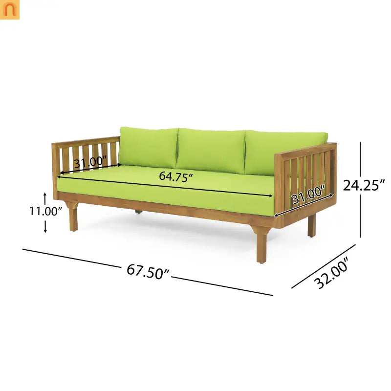 Outdoor Set Patio Acacia Wood Teak Finish 3 Seater Daybed with Table