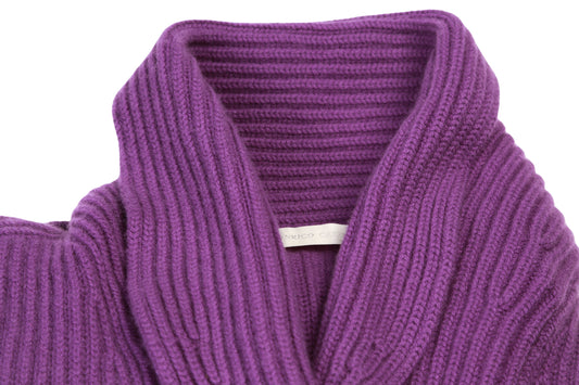 Manrico Purple Cashmere Knit Button Down Cardigan