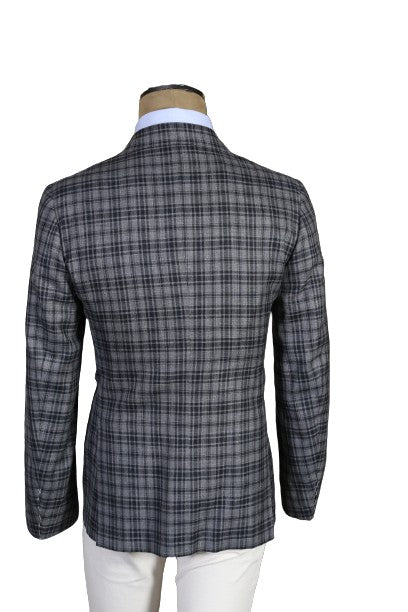 Kiton Plaid Wool-Silk-Linen Sport Jacket