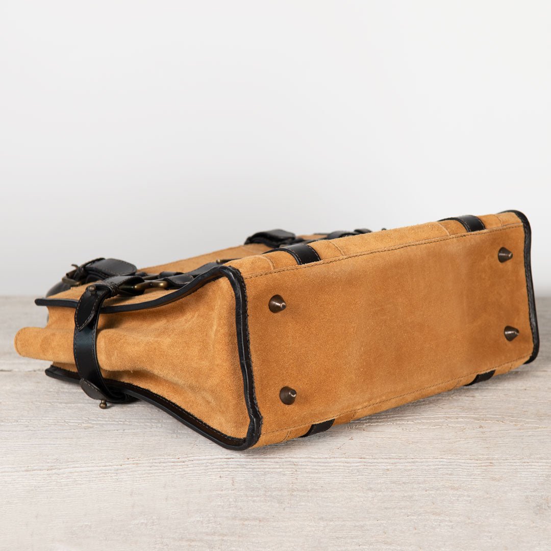 Paddock - Halter Tote Bag Luxury Leather Handbag in Black on Chestnut