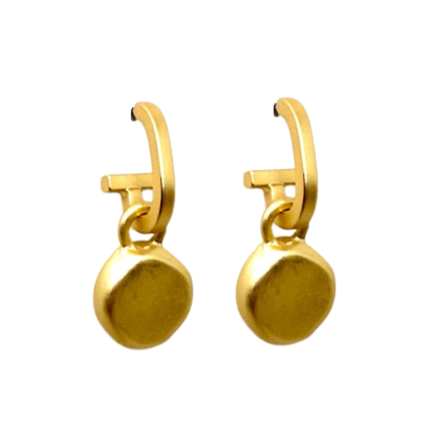 Matte Gold Paperclip and Gold Nugget Charm Earrings
