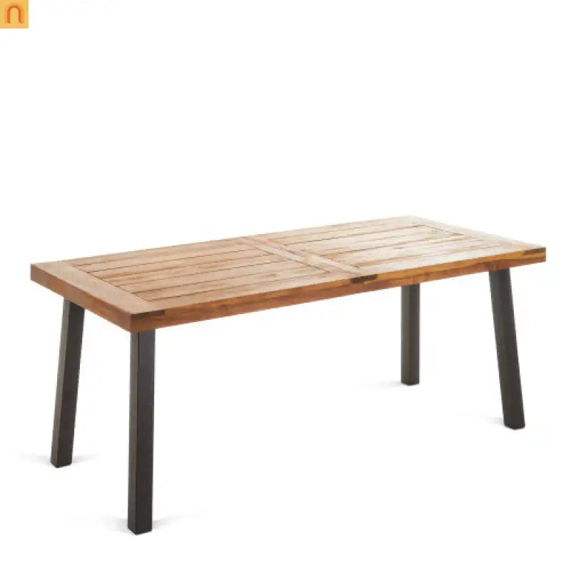 Patio Set Contemporary Teak Finish Acacia Wood Wicker Cream Cushions