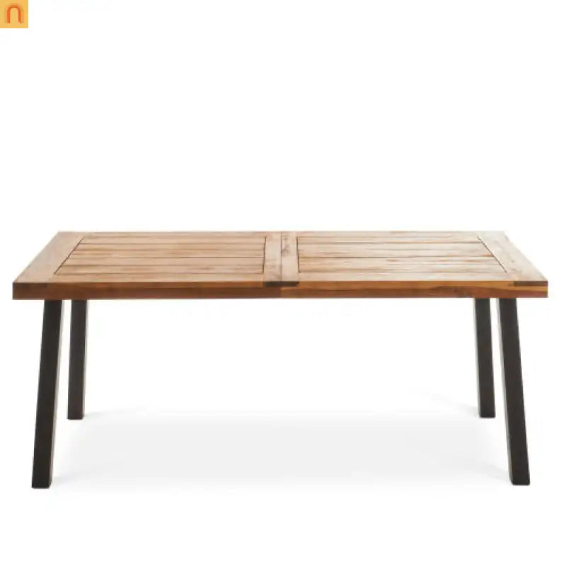 Patio Set Contemporary Teak Finish Acacia Wood Wicker Cream Cushions