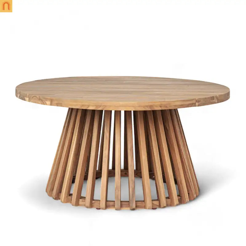 Patio Set Modern Acacia Wood Table Teak Finish 3-seater Daybed Upholstered