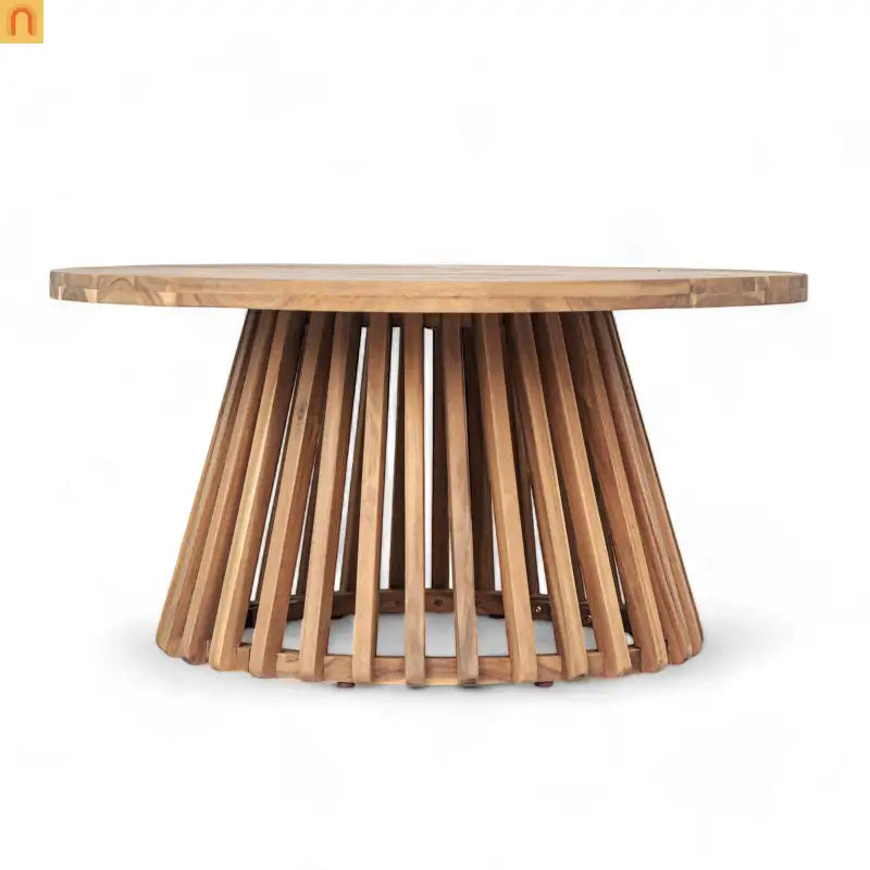 Patio Set Modern Acacia Wood Table Teak Finish 3-seater Daybed Upholstered