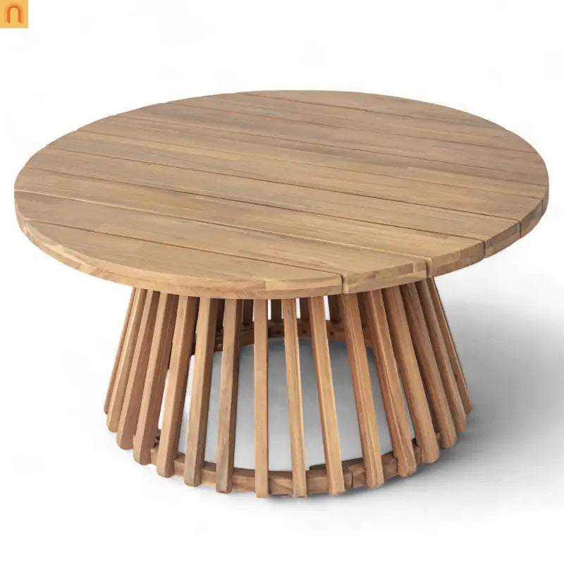 Patio Set Modern Acacia Wood Table Teak Finish 3-seater Daybed Upholstered