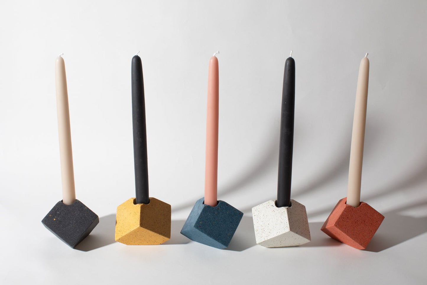 Cube Candlestick Holder | White Terrazzo