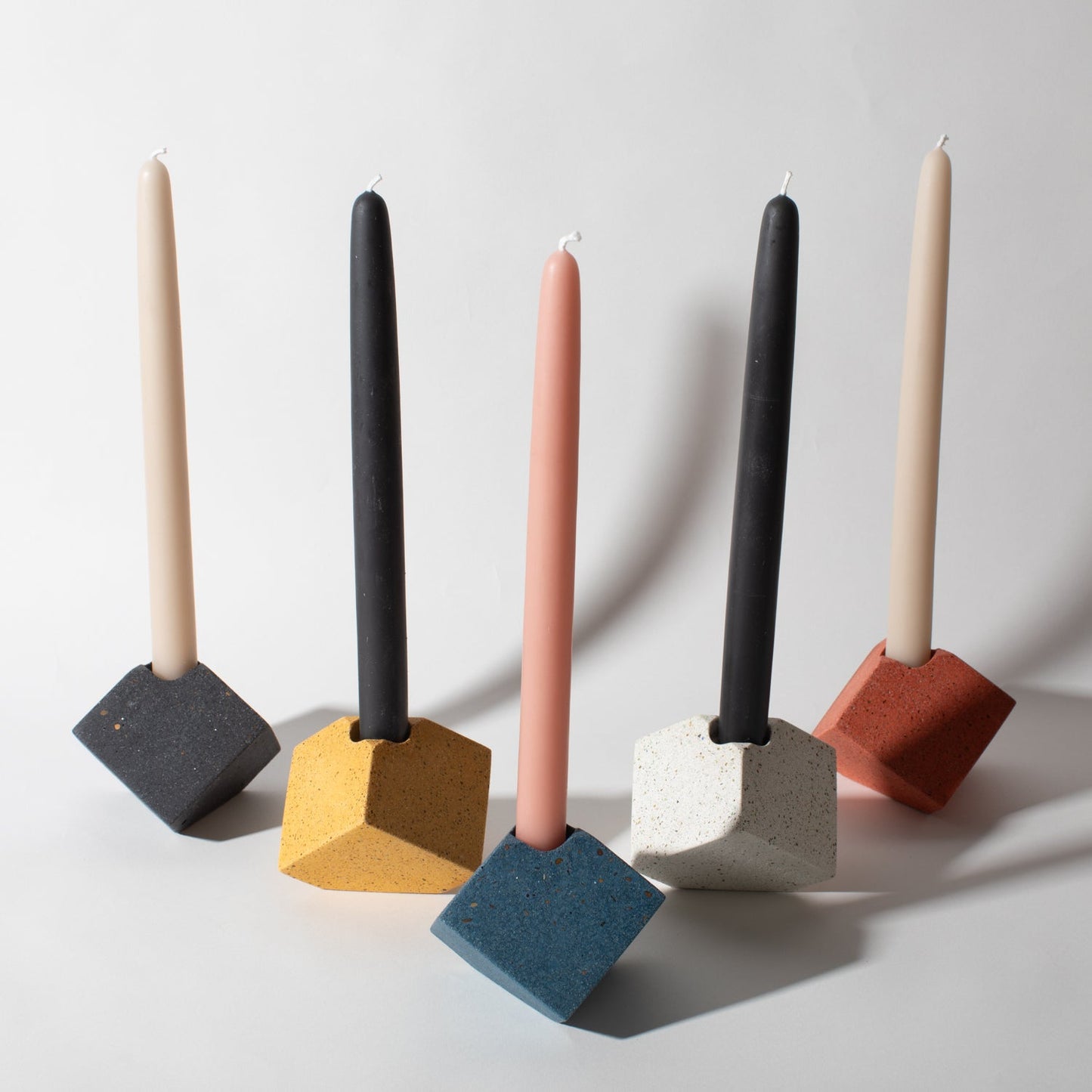 Cube Candlestick Holder | White Terrazzo