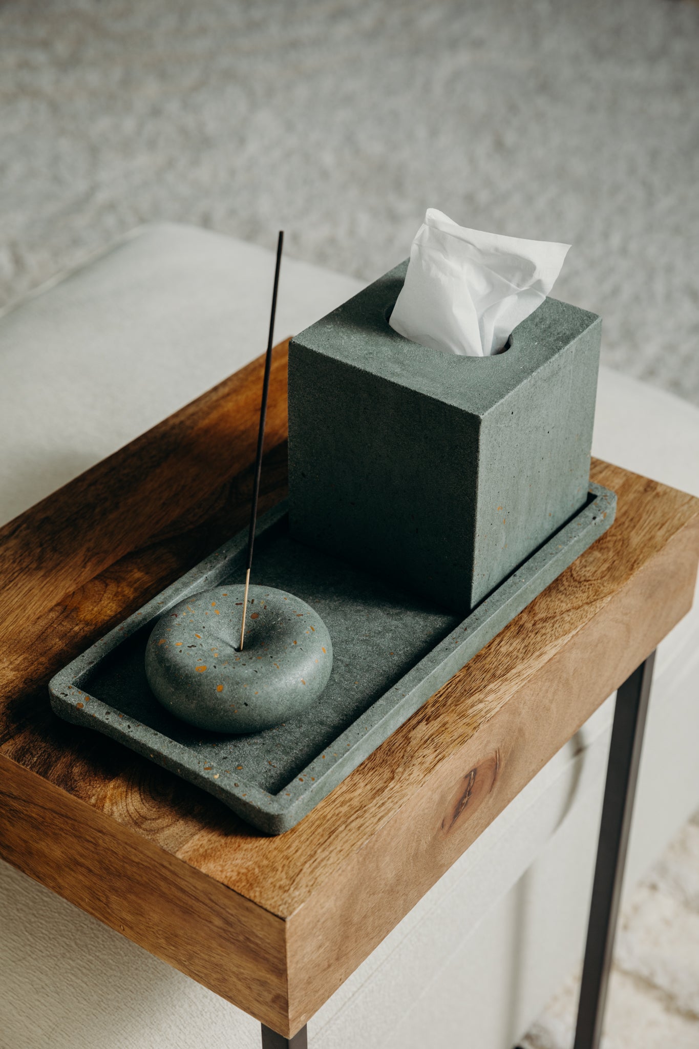 Tissue Box Cover | Dark Green Terrazzo