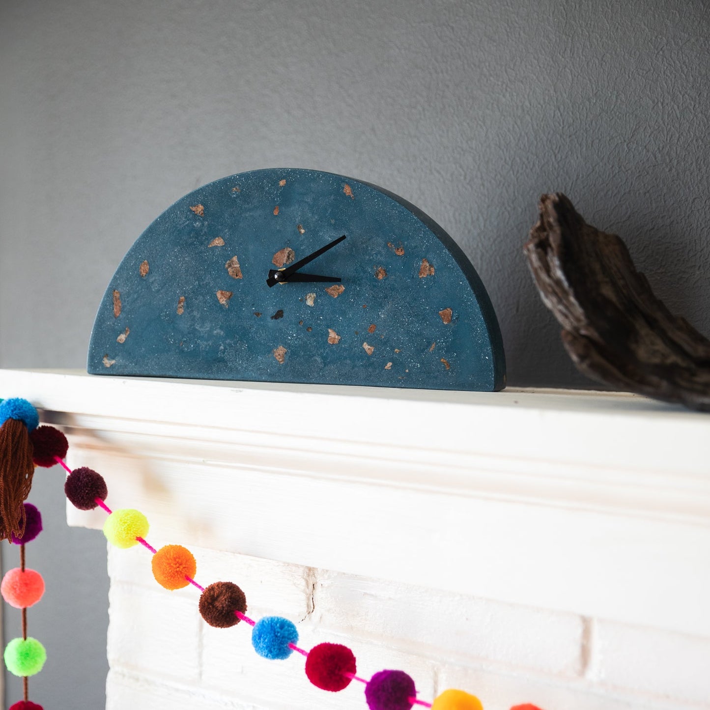 Mantle Clock | Chunky Cobalt Terrazzo