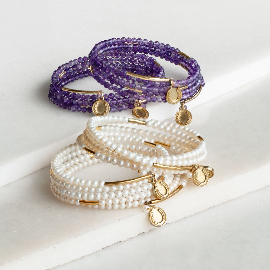 Prism - Pearl Horseshoe Coin Equestrian Bracelet