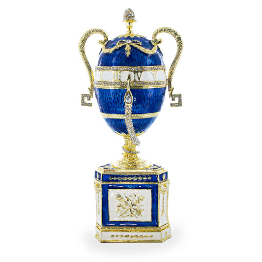 1895 Blue Serpent Clock Royal Imperial Easter Egg 7 Inches