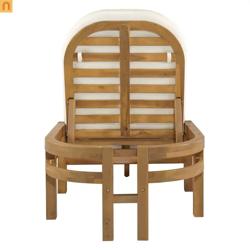 Recliner Outdoor Chaise Lounge Acacia Wood Light Teak Adjustable Backrest 78in