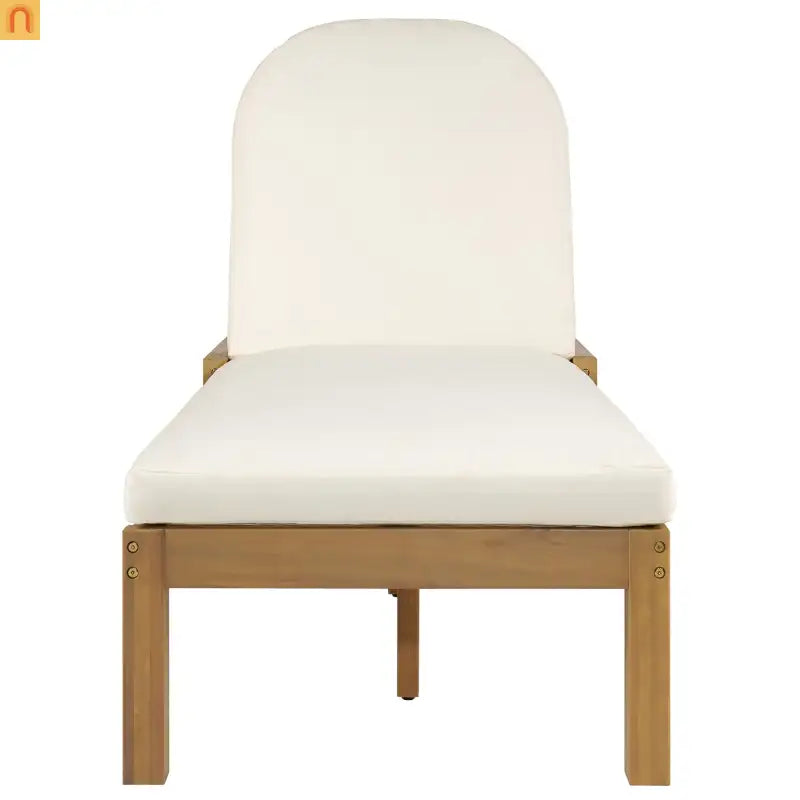 Recliner Outdoor Chaise Lounge Acacia Wood Light Teak Adjustable Backrest 78in