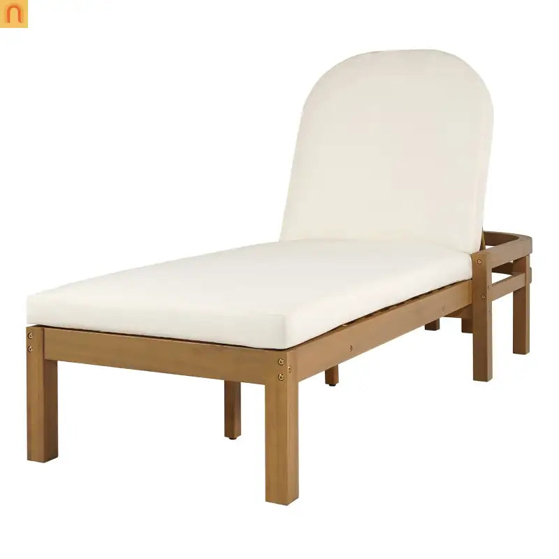 Recliner Outdoor Chaise Lounge Acacia Wood Light Teak Adjustable Backrest 78in