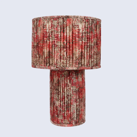 red pleated fabric able lamp in 20 cotton lampshades
