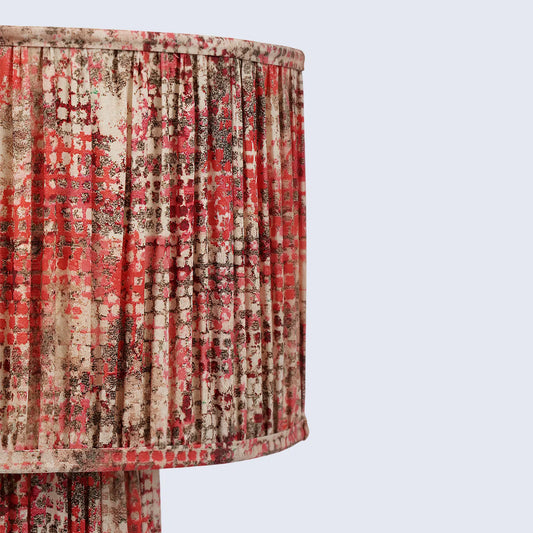 red pleated fabric able lamp in 20 cotton lampshades