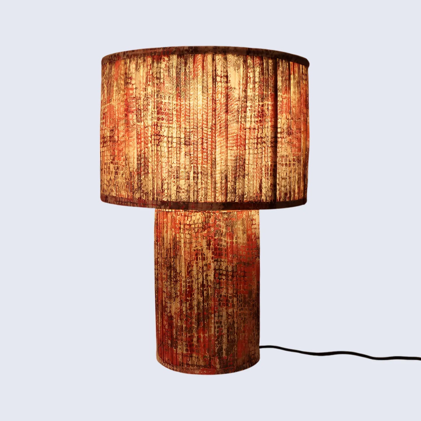 red pleated fabric able lamp in 20 cotton lampshades