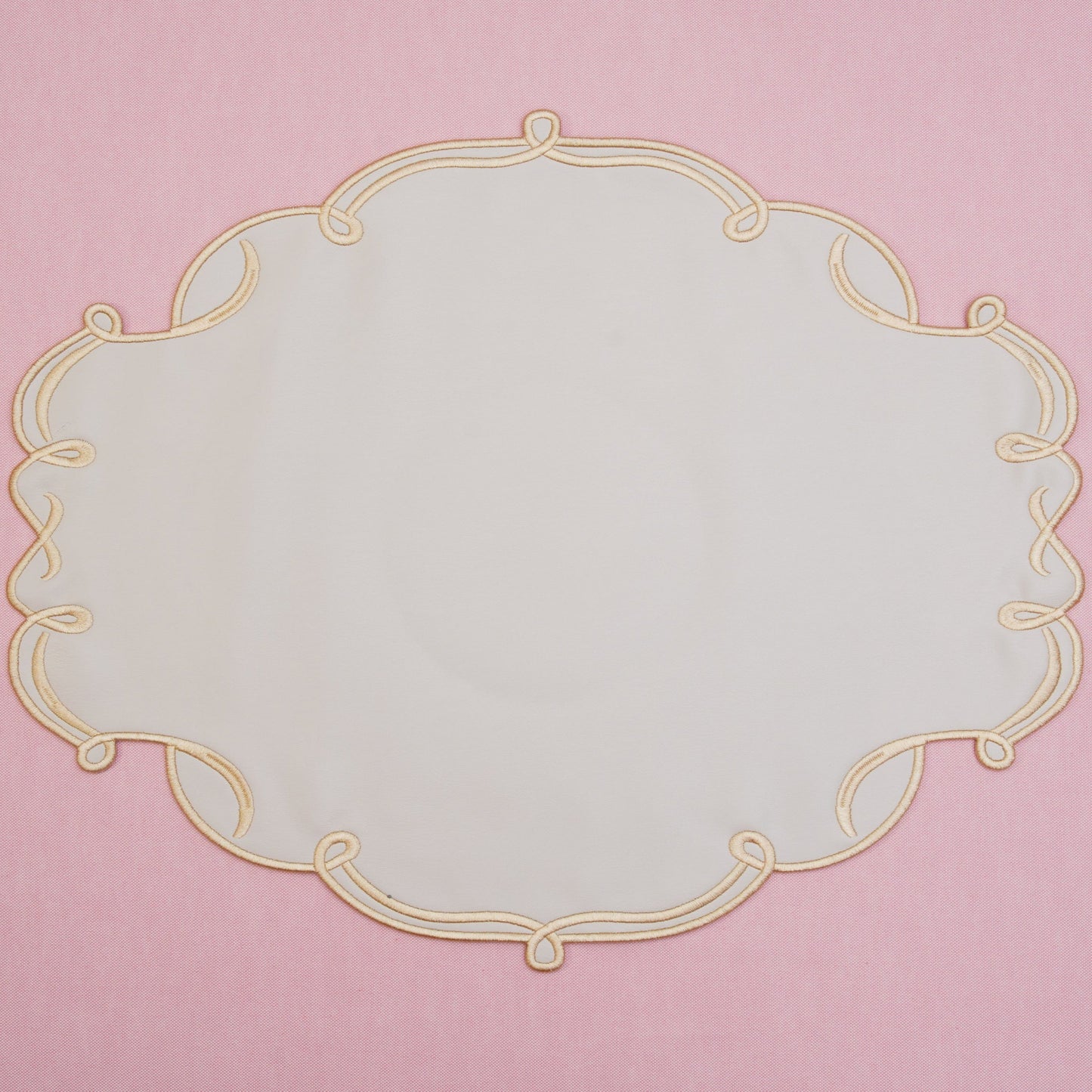 CELESTIA BEIGE OVAL FAUX LEATHER PLACEMAT & COASTER SET (Set Of 4)