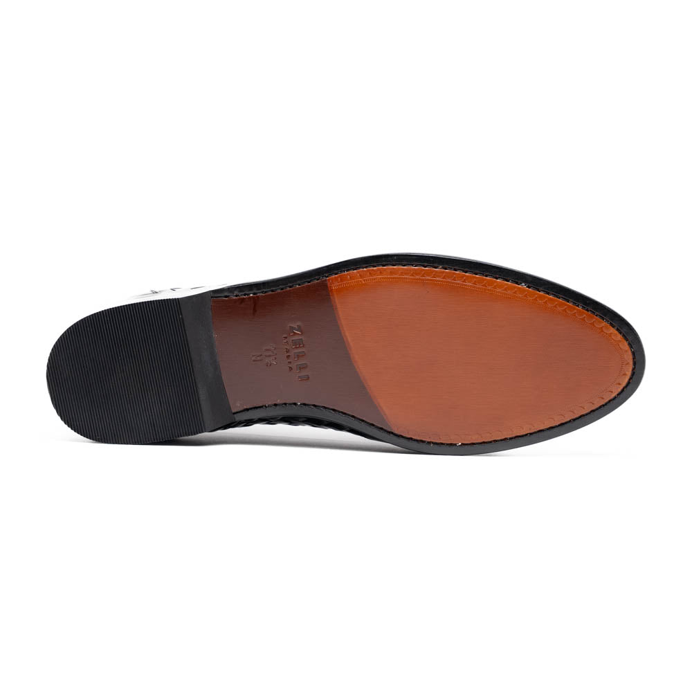 15-250-BLK RIVIERA Basketweave Calfskin Tassel Loafer, Black