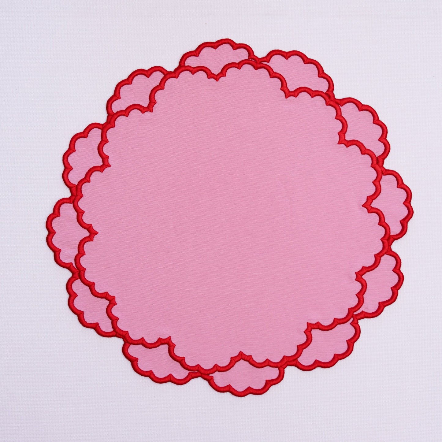 CRESSIDA PINK ROUND FABRIC PLACEMAT & NAPKIN SET (Set Of 4)