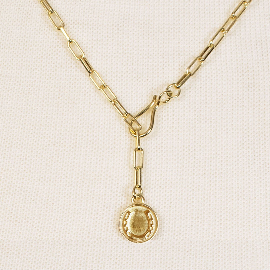 Roxy - Paperclip Chain w/ Horseshoe Coin - Petite Link in Gold