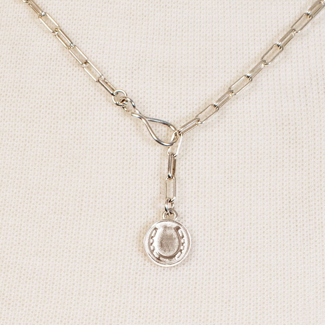 Roxy - Paperclip Chain w/ Horseshoe Coin - Petite Link in Silver