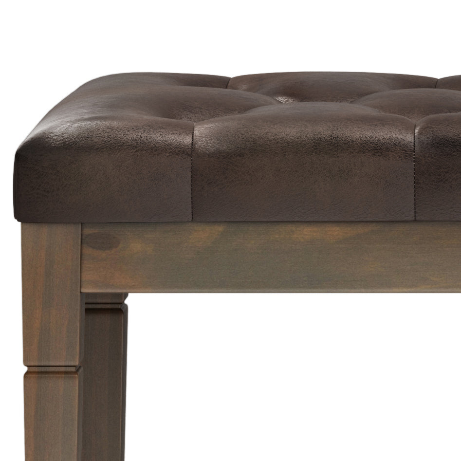 The Heritage Stable House Tufted Leather Bench — Distressed Bridle Brown