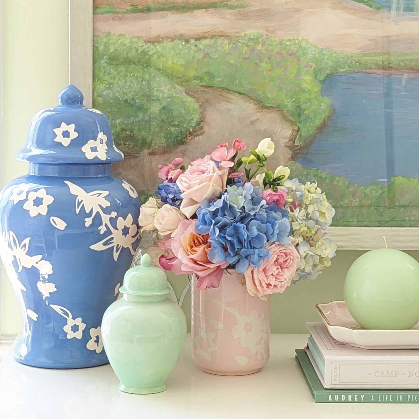 Sakura Ginger Jars in Lamb's Ear