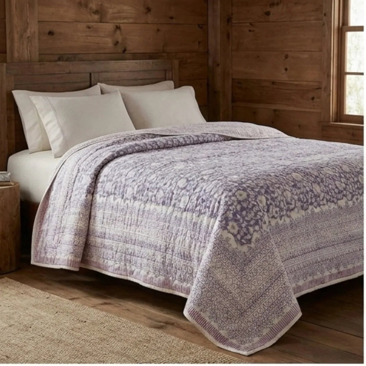 The Jaipur Sage Floral Hand Block Printed Quilted Comforter