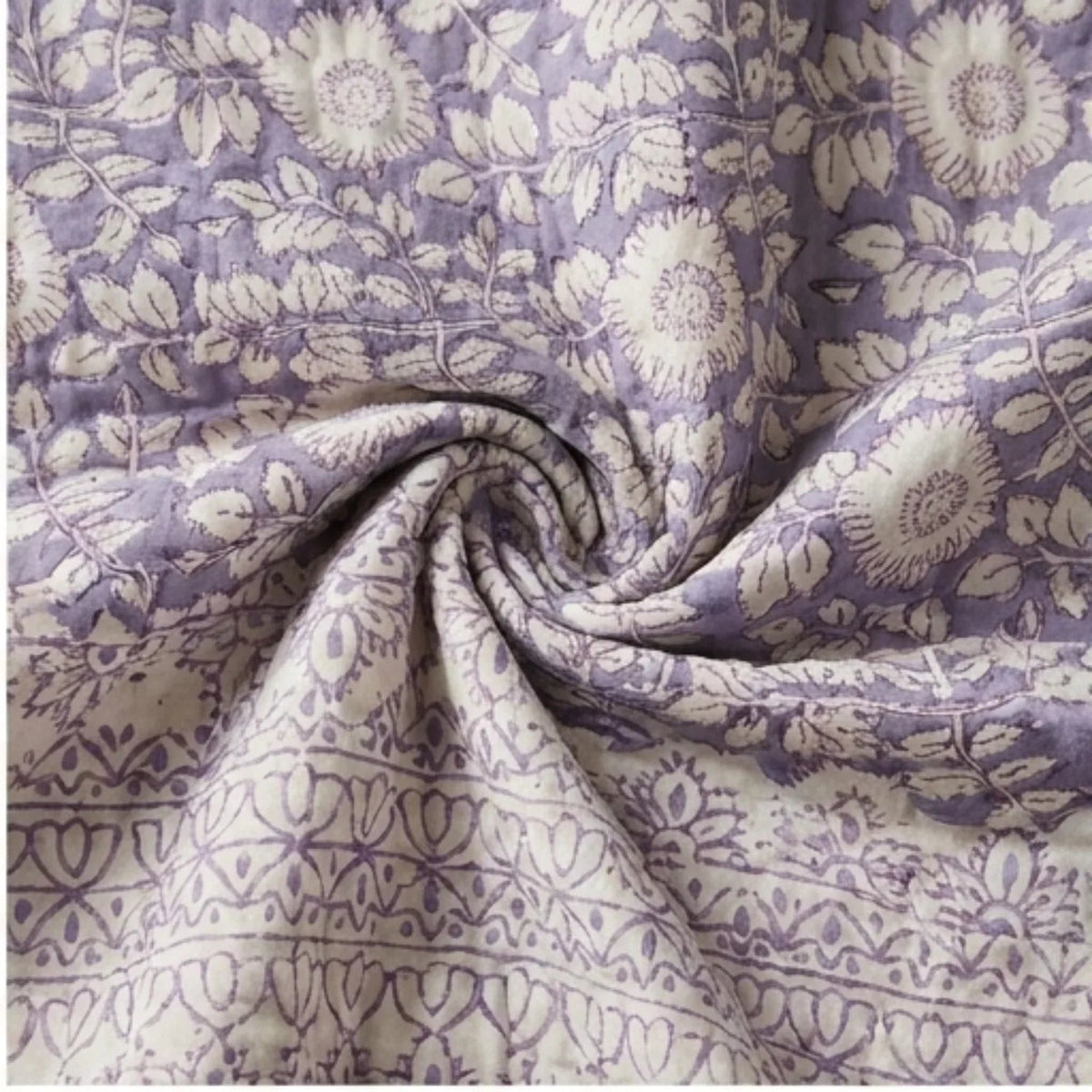 The Jaipur Sage Floral Hand Block Printed Quilted Comforter