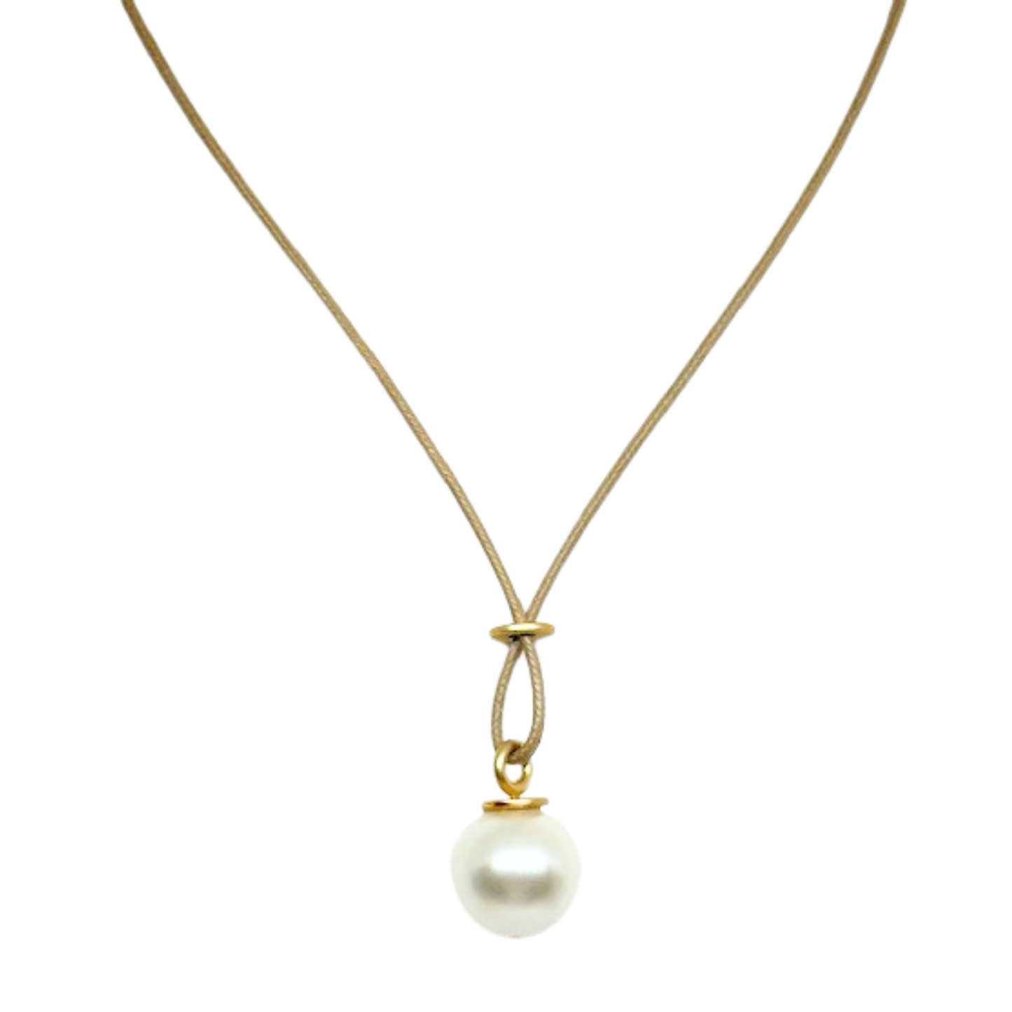 Large Pearl On Criss Cross Design On Natural Linen Cord