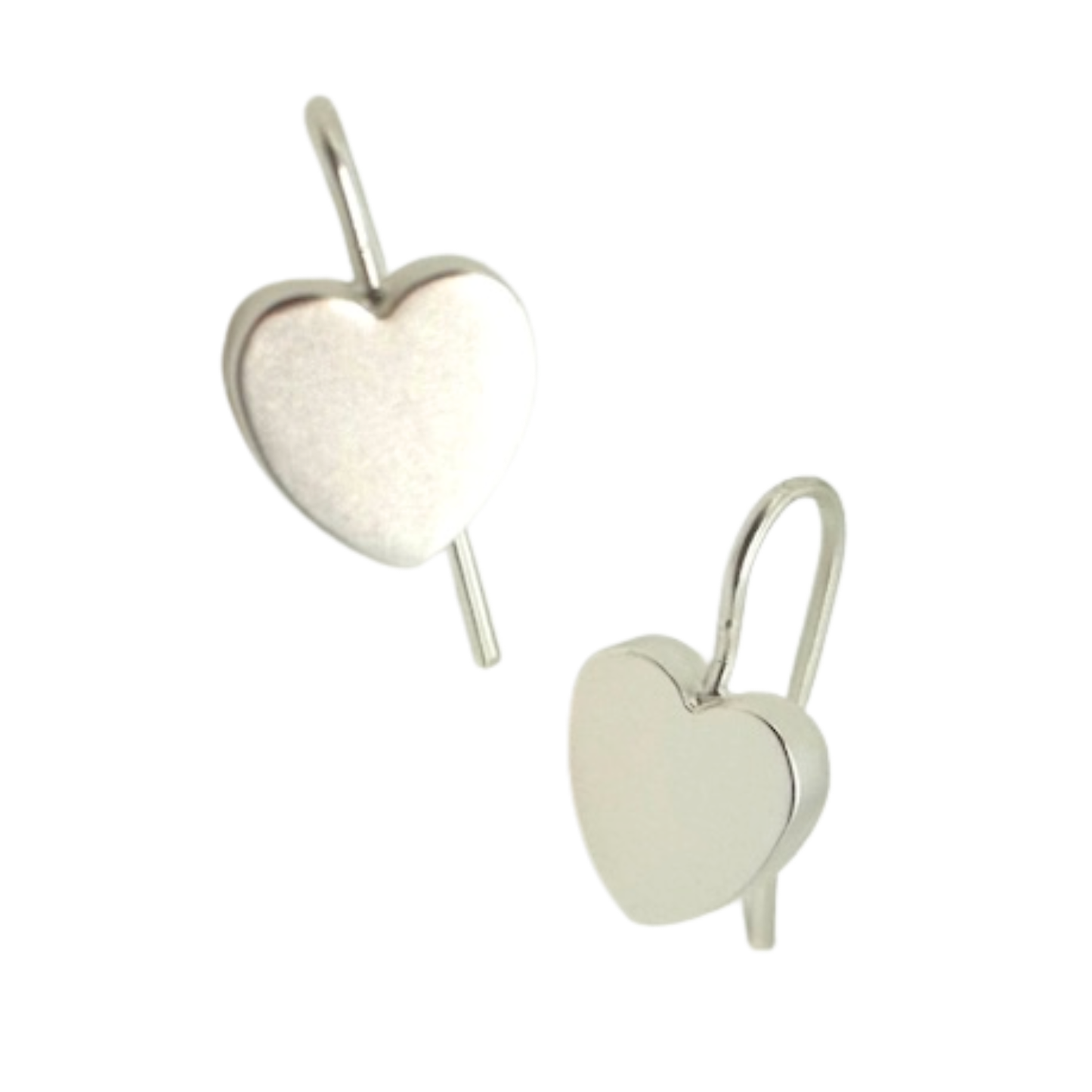 Matte Silver Heart Earrings