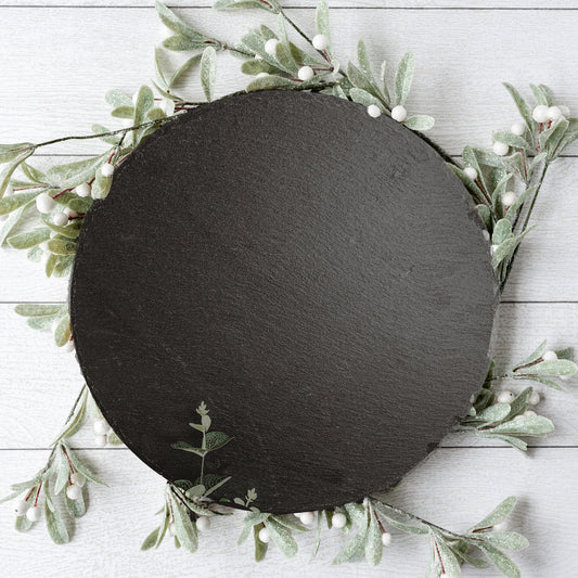 Slate Round 11" Cheese Board Natural Layered Edge Slim 5-6mm