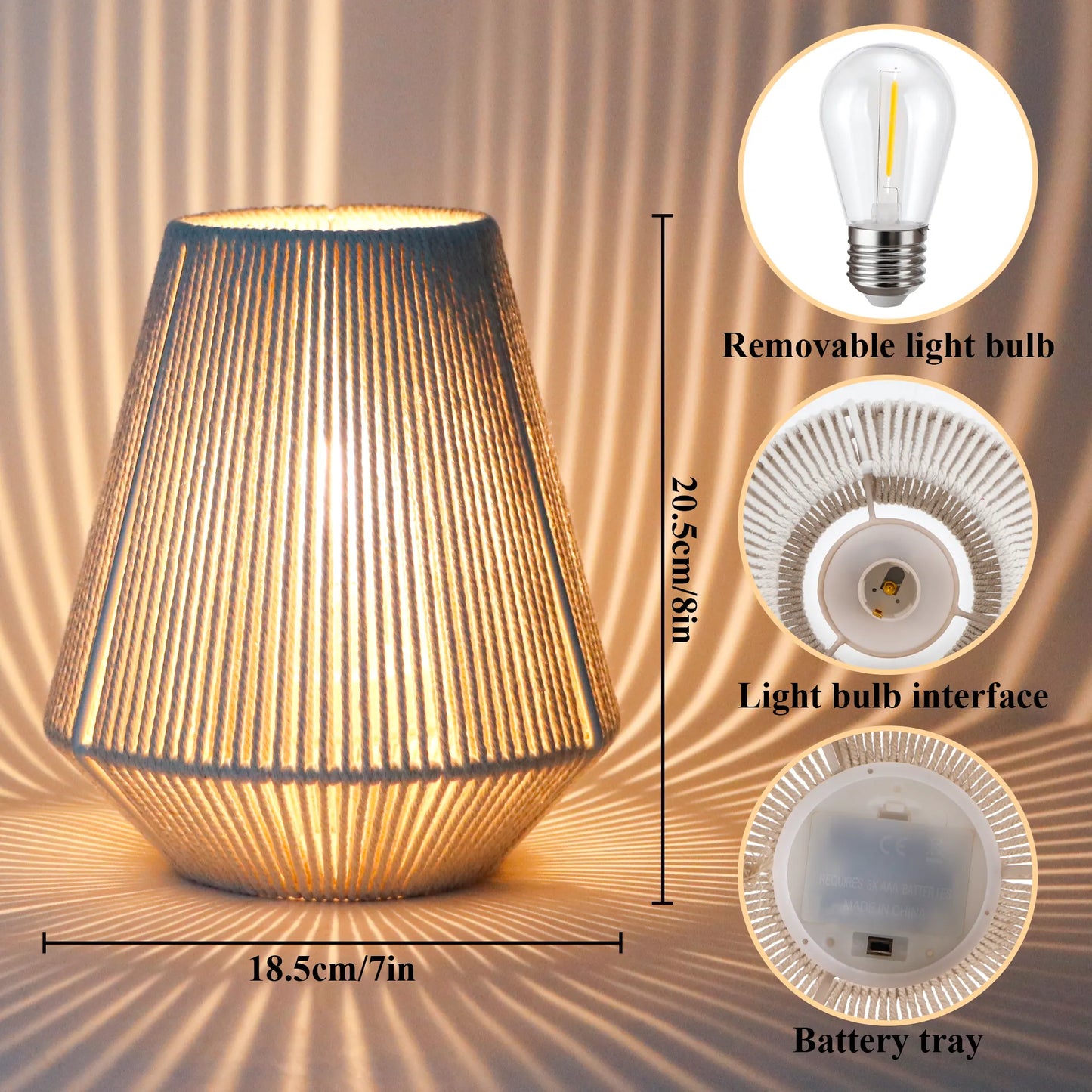 Set of 2 8" H Woven Lampshade Table Lamps