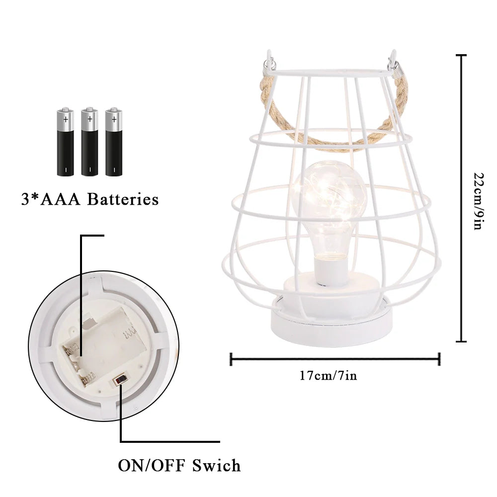 8.5" Tall Cordless Accent Light with Edsion Style Bulb (White)