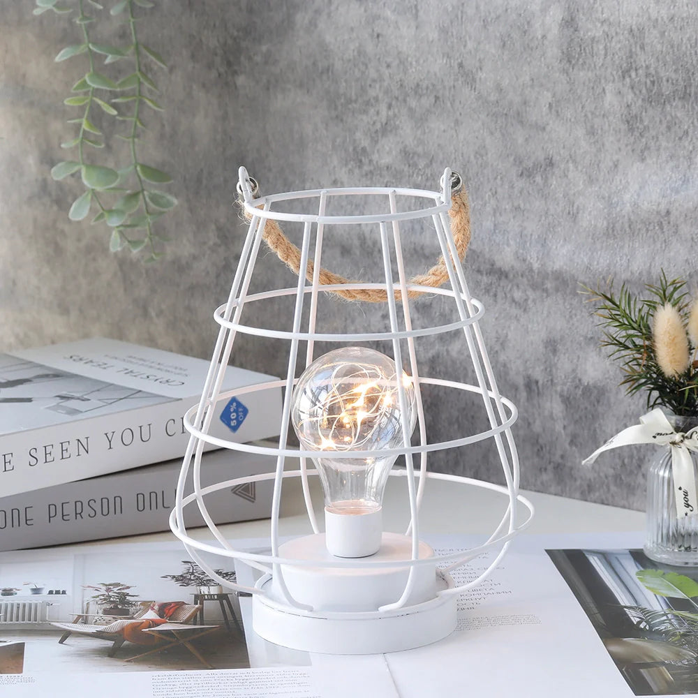 8.5" Tall Cordless Accent Light with Edsion Style Bulb (White)
